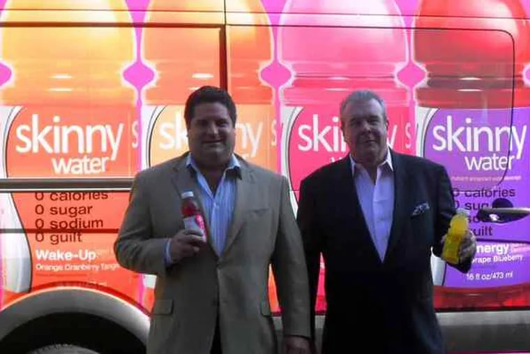Skinny Water founders Michael Salaman (left) and Donald McDonald are trying to boost sales and raise capital. &quot;We're two guys from Philadelphia who are taking on the Cokes and Pepsis of the world,&quot; McDonald said.