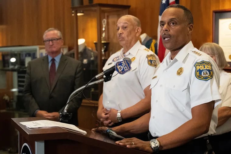 Former police commissioner Richard Ross Jr. announces the firing of 13 officers for Facebook posts highlighted by the Plainview Project in July 2019.