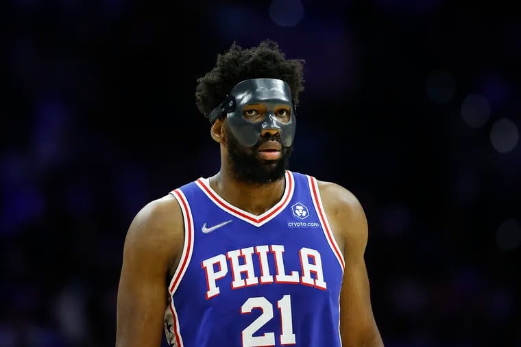 Sixers center Joel Embiid against the Miami Heat during game three of the second-round Eastern Conference playoffs on Friday in Philadelphia.