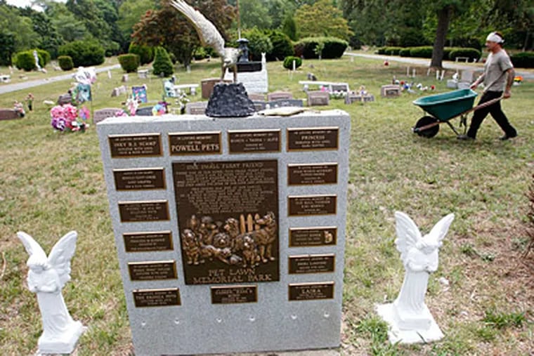 The owner of Pet Lawn Memorial Park in Berlin, N.J., has put it up for sale because she can't afford the taxes. The cemetery, which opened in 1951, has graves of more than 15,000 pets. (Alejandro A. Alvarez/Staff)