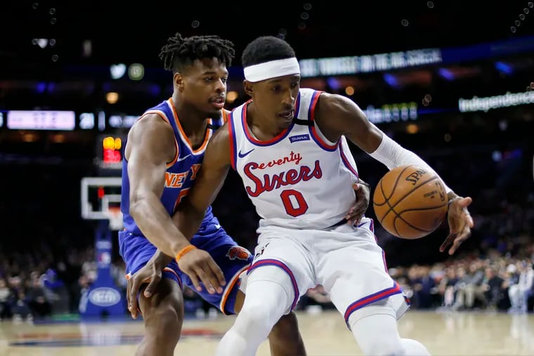 Sixers shooting guard  Josh Richardson, right, suffered a nose injury in Sunday's game vs. the Clippers.