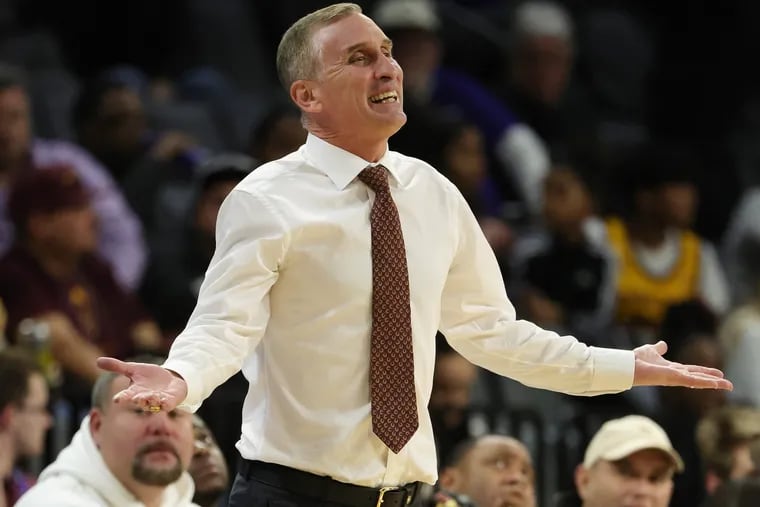 Arizona State coach Bobby Hurley takes his team to Los Angeles on Thursday for a Pac-12 battle with fourth-ranked UCLA. Hurley’s Sun Devils have won four of their last five games but are double-digit underdogs for the second straight contest. (Photo by Ethan Miller/Getty Images)