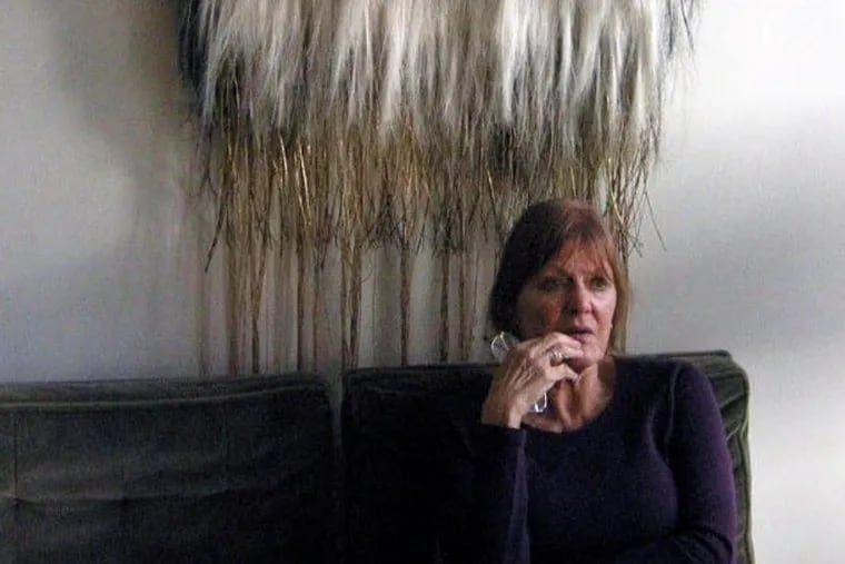 Ms. Bobrowicz sits in front of one of her fiber sculptures. "Processes go through change, and I just go with it also," she said in an online interview with Judith Zausner on agingandcreativity.blogspot.com. "I had the good fortunate of being provoked creatively."