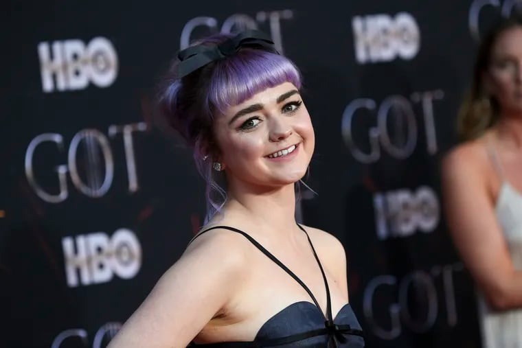Actress Maisie Williams, wearing Urban Decay's new Game of Thrones-themed makeup, attends HBO's "Game of Thrones" final season premiere at Radio City Music Hall in New York.