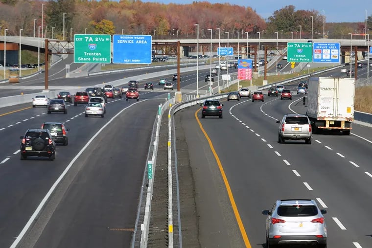 The northbound lanes are open October 26, 2014, on the massive $2.5 billion project to widen the New Jersey Turnpike between Interchanges 6 and 9. ( TOM GRALISH / Staff Photographer )