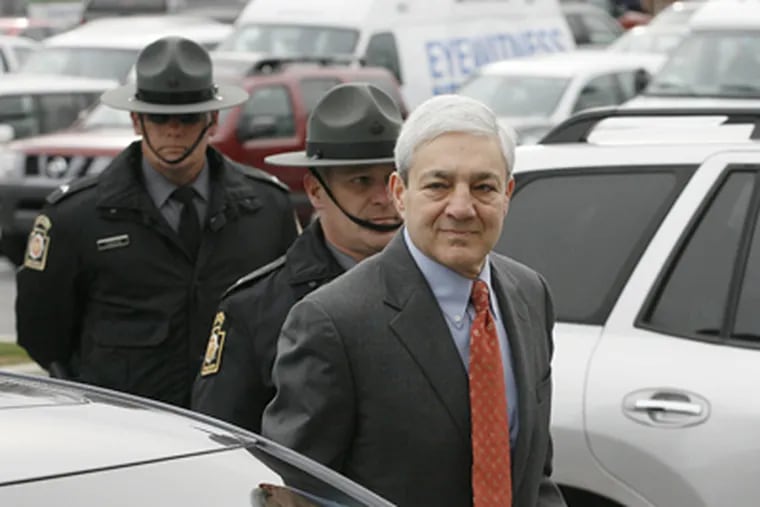 Former Penn State president Graham B. Spanier arrives for arraignment on charges connected to the Sandusky sex-abuse scandal. (Michael S. Wirtz / Staff Photographer)