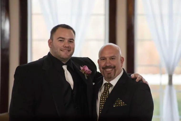 Michael Lucidonio, left, and his father, restaurateur Tony Luke. Lucidonio, 35, recently battled COVID-19, spending two days on a ventilator.