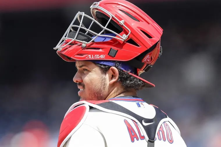 Phillies catcher Jorge Alfaro could be an offensive force and a defensive liability next season. YONG KIM/Staff Photographer  Phillies rookie catcher Jorge Alfaro has some things to learn behind the plate.