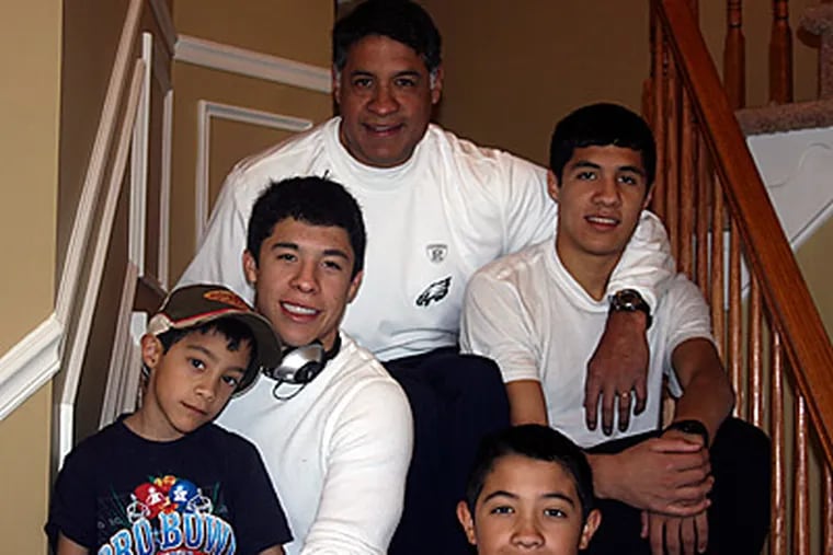 Eagles offensive line coach Juan Castillo and sons, clockwise from left, Antonio, Gregory, John and Andres. (Family photo)