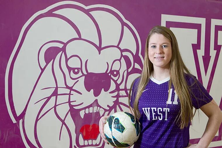 Cherry Hill West soccer star Sarah McGlinn, will sign with Temple on
Wednesday Feb. 4, 2015. (Charles Fox/Staff Photographer)