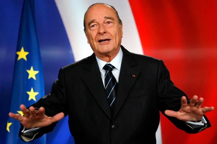 In this March 11, 2007 file photo, French president Jacques Chirac poses after recording a television address from the presidential Elysee Palace in Paris. Jacques Chirac, a two-term French president who was the first leader to acknowledge France's role in the Holocaust and defiantly opposed the U.S. invasion of Iraq in 2003, has died at age 86.