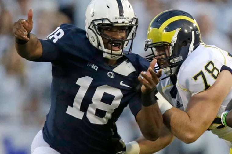 Deion Barnes (18), shown here playing for Penn State, is hoping for another shot in the NFL.
