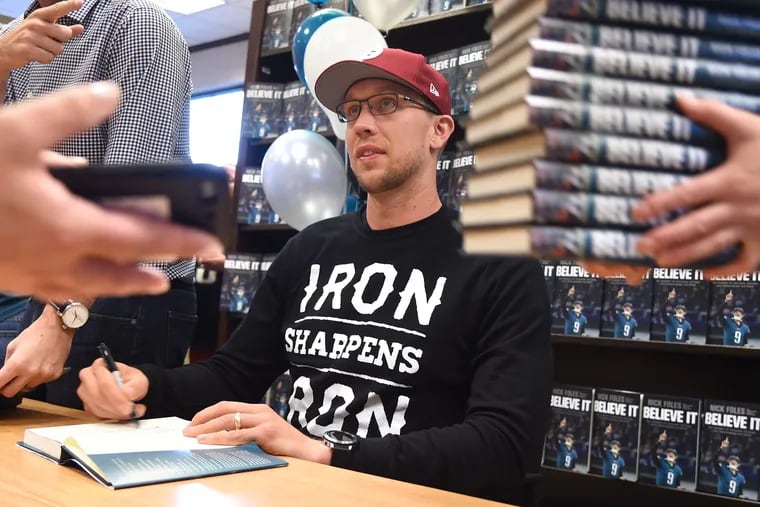 "Believe It" co-author Nick Foles is on a book signing tour, stopping at the Barnes & Noble in Devon June 28, 2018.