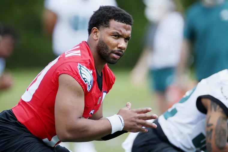 Quarterback Jamie Newman is shown during the Eagles' rookie minicamp at the NovaCare Complex in South Philadelphia on May 14, 2021.