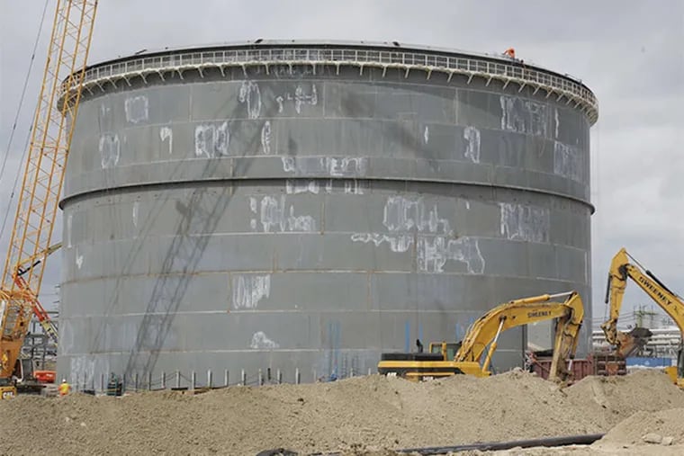 Marcellus ethane and propane to new tanks at Sunoco's old refinery in Marcus Hook.