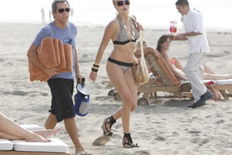 Newlyweds Ben Stiller and Mali Akerman hit the beach in Mexico.