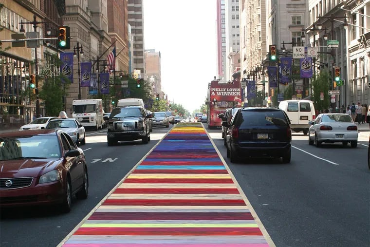 A mile-long, multi-colored mural will carpet the middle of South Broad Street for the Democratic National Convention.