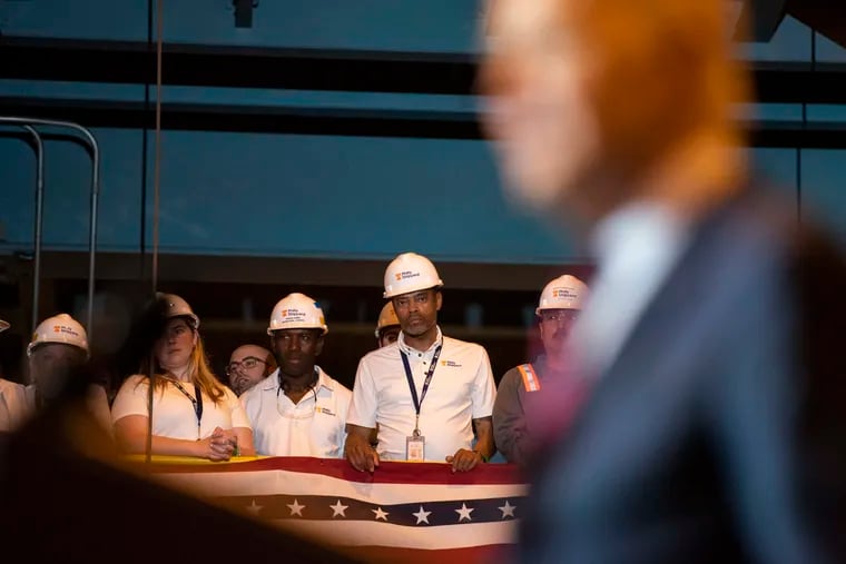 Philly Shipyard workers listen to President Joe Biden’s speech on "Bidenomics."