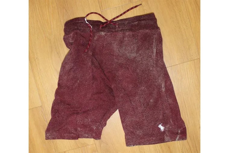 The man whose body was found washed up on a North Wildwood beach was wearing these maroon shorts, police said.