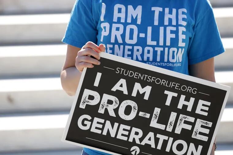 An antiabortion activist during a demonstration in front of the U.S. Supreme Court in June 2020.