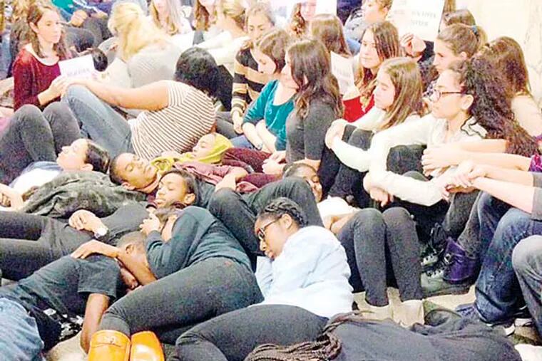 At Masterman School, students "die in" to protest inequality and racism.