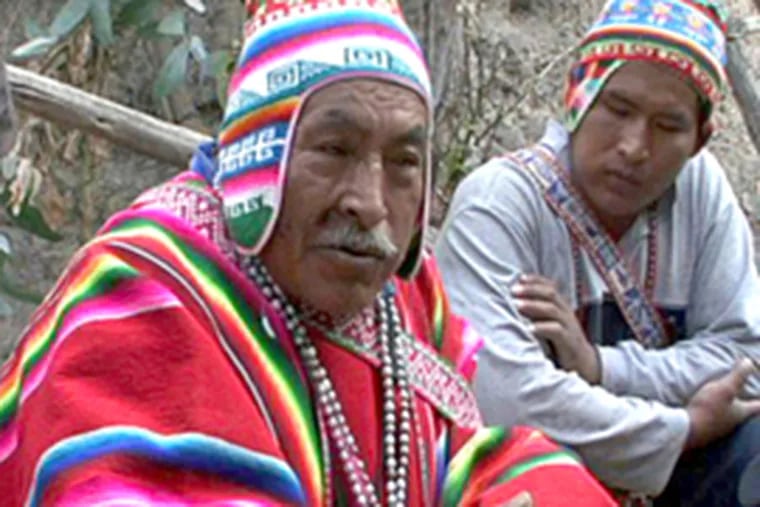 Kallawaya speakers Don Francisco Ninacondis and grandson Ariel in Bolivia