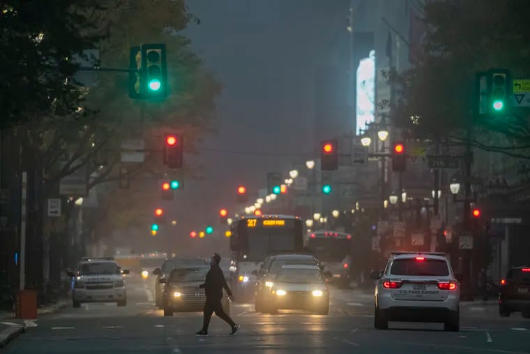 Fog early Friday morning in Center City.