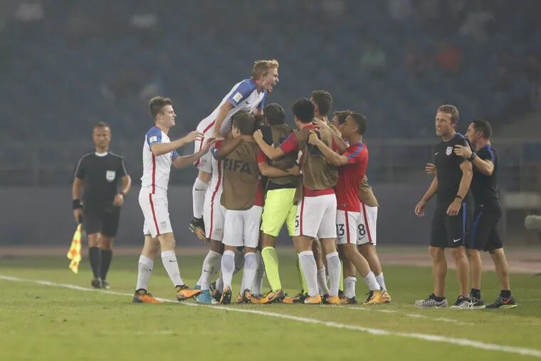 The United States has reached the quarterfinals of the FIFA Under-17 World Cup for the first time since 2005. Its head coach is former Philadelphia Union manager John Hackworth (second from right).