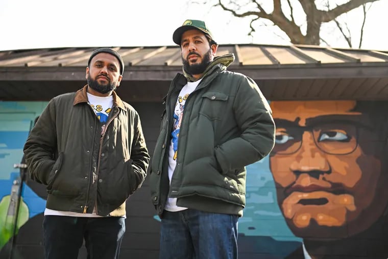 Abbas Naqvi (left) and Imrul Mazid (right), cofounders of the Philly Muslim Freedom Fund, stand for a portrait in Malcolm X Park in West Philadelphia on Thursday, Feb. 22, 2024. PMFF is one of the last two community-organized bail funds in the city.