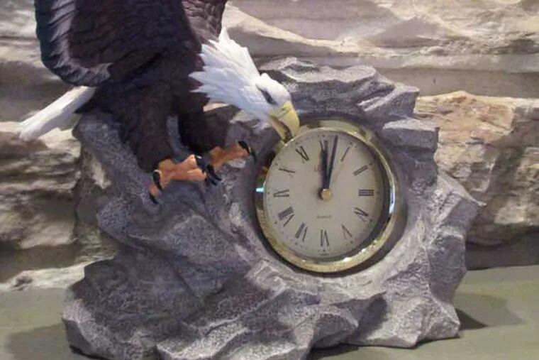 A mantel clock with an eagle will be for sale Sunday at the Flourtown home of Jane and Ken Farragut.