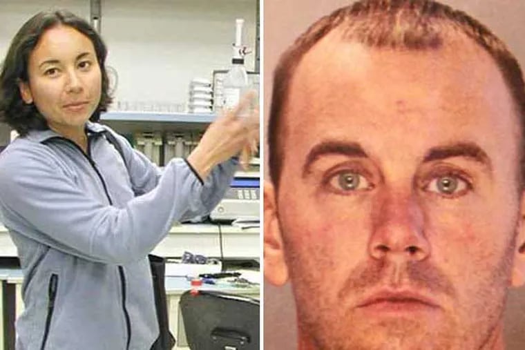 Jason Smith (right), an exterminator from Bucks County, is accused of killing and setting afire Melissa Ketunuti (left), a doctor at the Children's Hospital of Philadelphia.