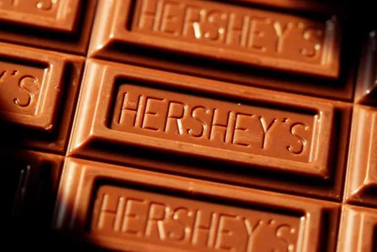 Hershey bars on the assembly line.