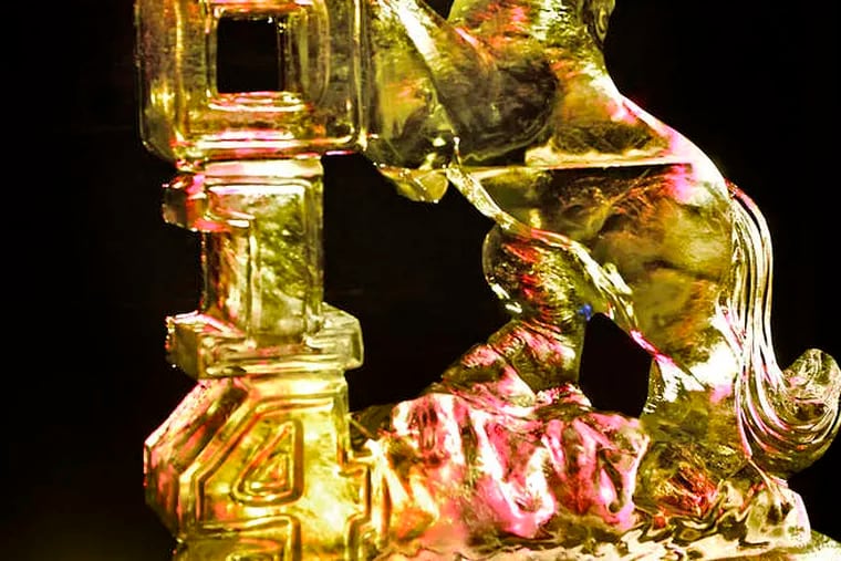 Kevin Gregory completed his ice sculpture this week for First Night in Mount Holly. The piece will remain in place as long as the weather permits, the sculptor said.