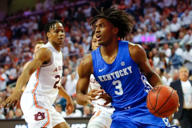 First-round pick Tyrese Maxey (3), veteran power forward Mike Scott, and another unidentified player are not with the Sixers while waiting to clear coronavirus protocols.