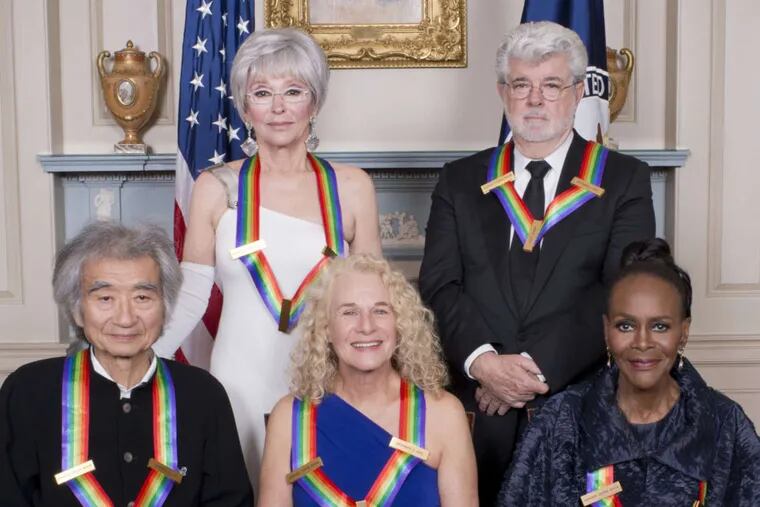 This year's Kennedy Center honorees are (front, from left) Seiji Ozawa, Carole King, and Cicely Tyson and (rear, from left) Rita Moreno and George Lucas.