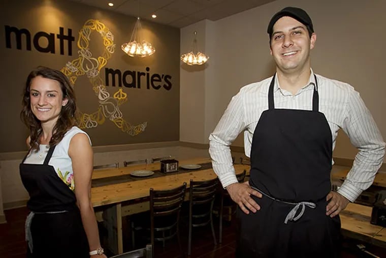 Nicole Capp and Justin Sapolsky are co-owners of Matt & Marie's Italian Sandwiches at 2 Logan Square in Center City Philadelphia. ( ALEJANDRO A. ALVAREZ / STAFF PHOTOGRAPHER )