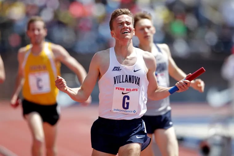 Casey Comber of Villanova, shown here anchoring the winning College Men's 4xMile Championship of America Invitational at the 2018 Penn Relays, is a senior on the Wildcats' men's cross country team. The team and other fall sports will not be competing after the Big East postponed fall sports competition because of the pandemic.