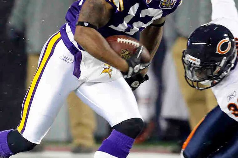 The Vikings' Percy Harvin has 56 catches and a team-high five receiving TDs.