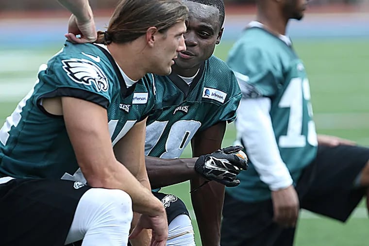 Eagles wide receiver Riley Cooper and Jeremy Maclin. (David Maialetti/Staff Photographer)