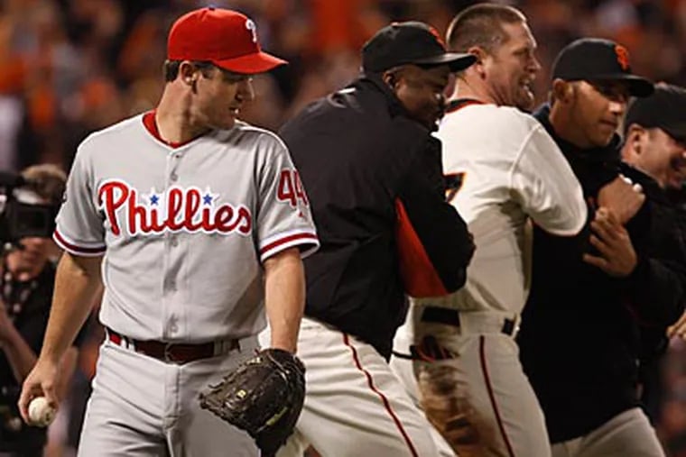 Roy Oswalt picked up the loss in Game 4 of the NLCS after giving up a walk-off sacrifice fly. (Ron Cortes/Staff Photographer)