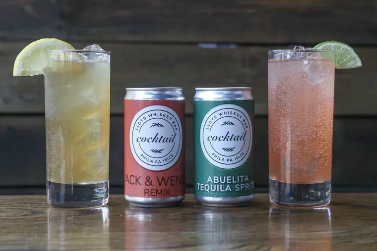 At Lloyd's, you can pick up a variety pack of canned cocktails, currently including the Jack & Wendy Remix (left) and the Abuelita Tequila Spritz.