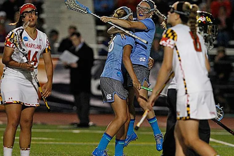 Third-seeded North Carolina shocked Maryland, 13-12, in triple overtime of the NCAA Women's Division I lacrosse championship. (Ron Cortes/Staff Photographer)