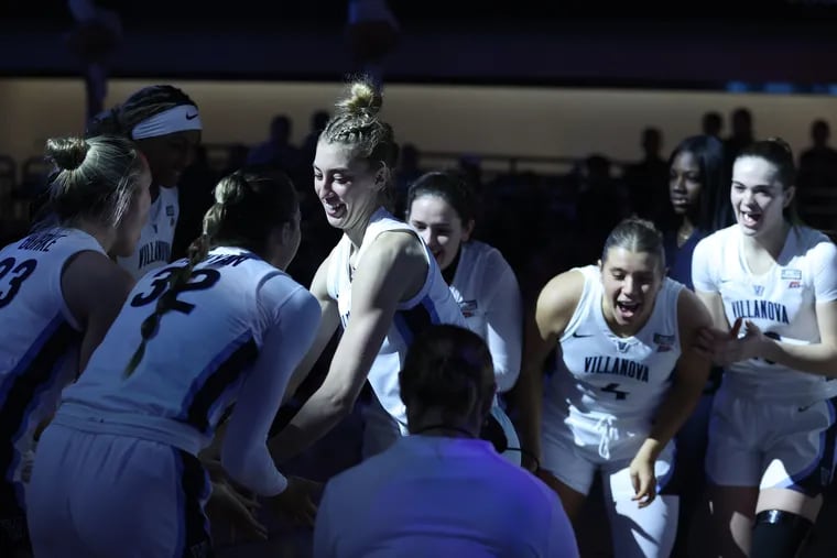 Lucy Olsen is introduced as part of the Villanova starting lineup for their game against Xavier on Dec. 30, 2023 at the Finneran Pavilion at Villanova University.