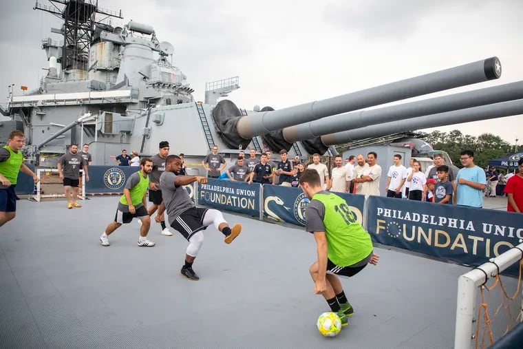 The Battle of the Branches soccer tournament took place on Aug. 6 on the deck of the Battleship New Jersey.