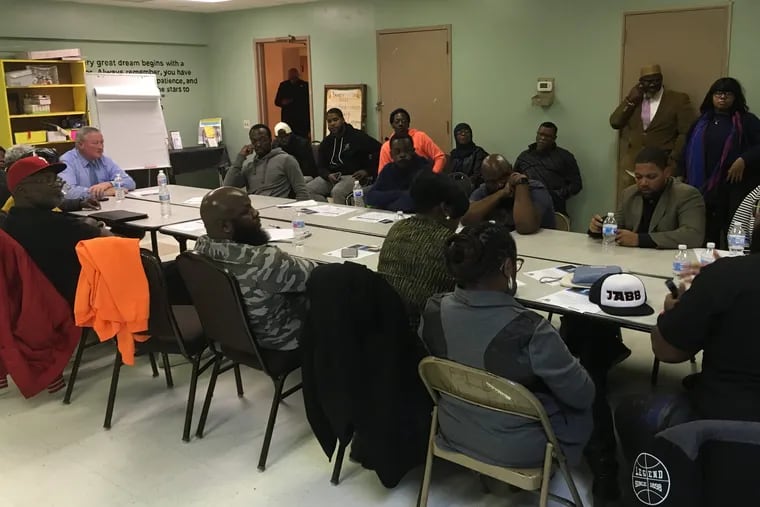 Mayor Kenney at a South Philly meeting with residents about gun violence on November 5, 2018.