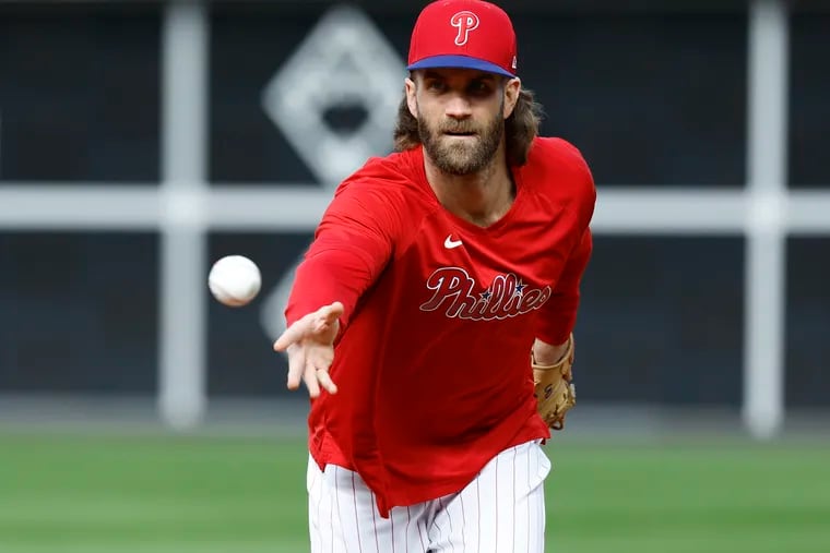 Bryce Harper, an outfielder for the first 10 years of his major-league career, will move to first base on a full-time basis this season for the Phillies.