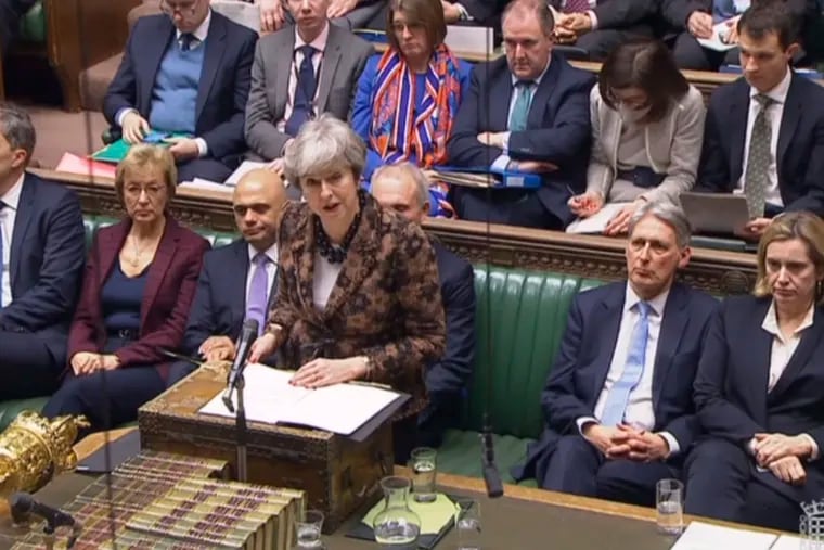 Britain's Prime Minister Theresa May makes a statement to MPs in the House of Commons in London on Monday.