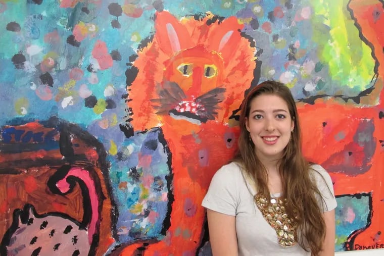 Quinn Donover's "Crazy Cat" painting, created when she was in third grade, has raised thousands of dollars for public-school kids. (Fresh Artists)