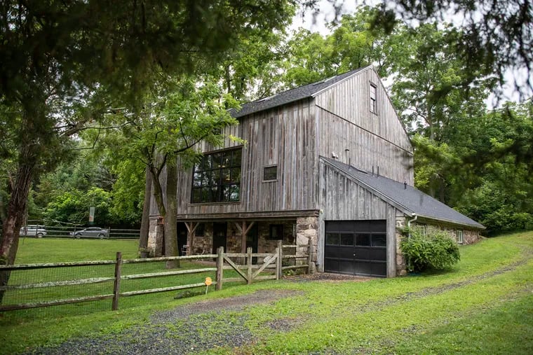 The renovated barn belonging to Debbie Lawrence and David Wakulchik near Phoenixville. The building has been transformed into an art studio for Debbie and guesthouse for visiting family.