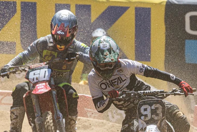 Bryce Shelly, right, is a Telford native who will be competing in the Monster Energy AMA Supercross Championship at Lincoln Financial Field on Saturday.